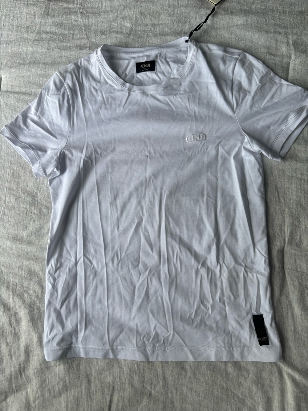 Fendi White Short Sleeve Logo Tee